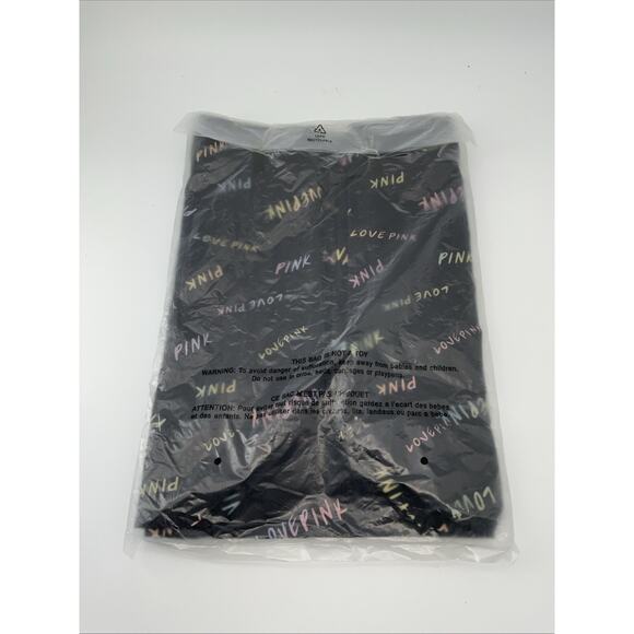 Victoria Secret Tote Weekender Zip Closure Black Love Pink Allover Print Sealed - Picture 2 of 6